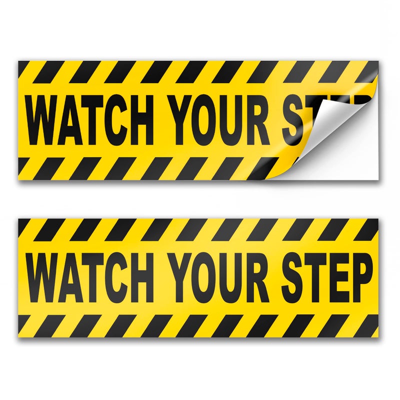 DIMARONGTON 2 PC Watch Your Step Vinyl Stickers - 10x3 Caution Stickers - Image 1